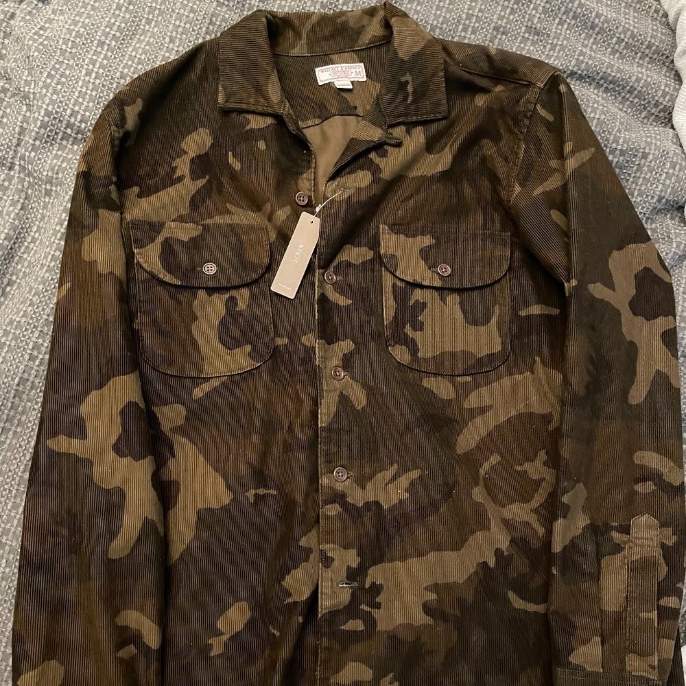 NWT Wallace and Barnes x J.Crew Camouflage/Corduroy Camp Collar Shirt - Size M